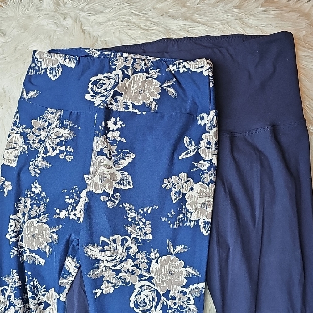 LuLaRoe Floral Blue Women's Leggings OS